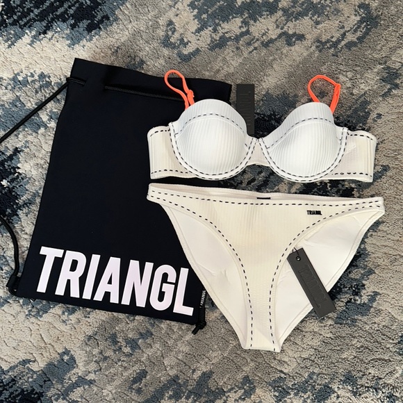 triangl swimwear Other - White stripe swimsuit set.